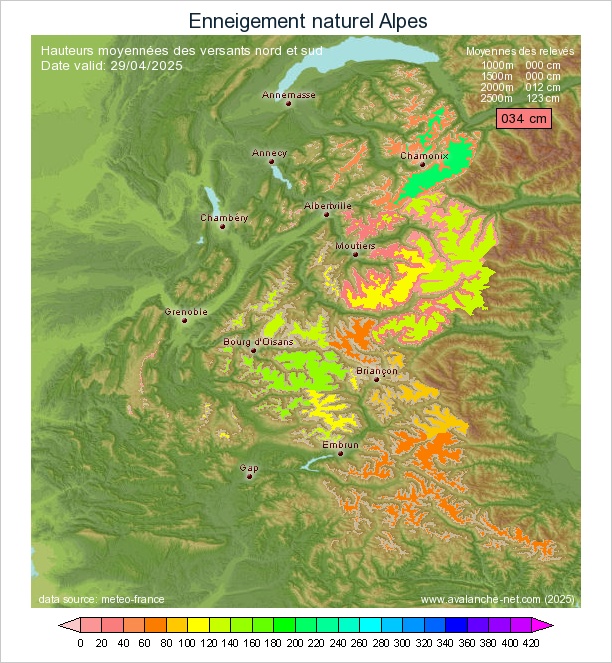 Carte enneigement Alpes