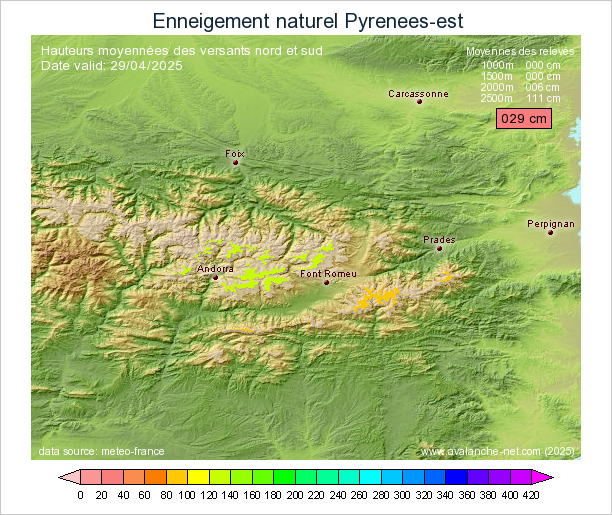 Carte enneigement Pyrenees Est