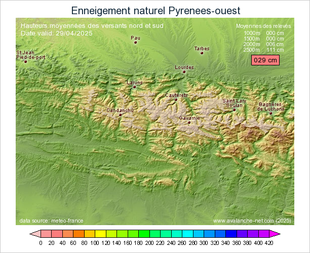 Carte enneigement Pyrenees Ouest